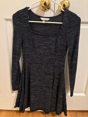 Speechless Charcoal Gray Long-Sleeve Swing Dress